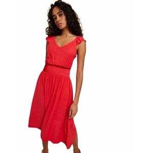 NATION LTD Mina Ruffle Cherrybomb Pima Cotton Empire Waist Size XXL Midi Dress